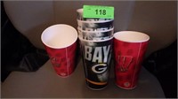 NEW 4 PACK GREEN BAY PACKERS HOLOGRAM CUPS>>>