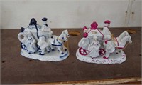 (2) Victorian Sytle Wagon Figurines