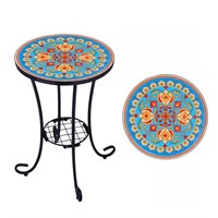 N1506  VCUTEKA Mosaic Side Table 21"x14" Dia