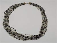 Black & White Glass Bead Multi-Strand 23" Necklace