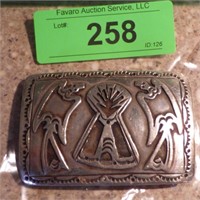 VINTAGE NATIVE AMERICAN BELT BUCKLE W/ TEEPEE>>>