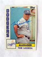 Tommy Lasorda HOF MGR 97 Signed Auto 84 Topps Card