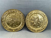 Pair of Large Brass Wall Décor Plates