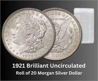 1921 Choice Uncirculated Morgan Silver Dollar Roll