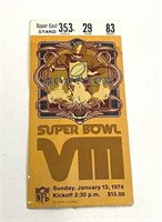 Super Bowl VIII Official Ticket Vikings Vs