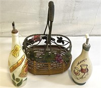 *Decorative Olive Oil Decanters w/ Metal Wicket