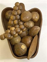*Wood Bowl w/ Wooden Fruit