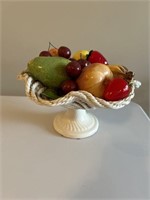 Ceramic fruit basket- 8” t