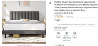 $170  Queen Size Bed Frame Platform with Headboard