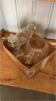Box of glass bowls and canisters