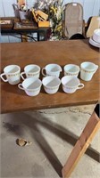Corelle ware 4 coffee mugs, 3 tea cups, creamer