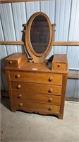 Antique 4 drawer dresser with glove boxes.