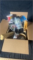 Misc box lot. Nuts bolts screws nails and more