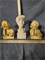 3 Chalk busts statues