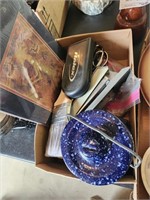 Box lot - cheese crock, paint brush, etc.