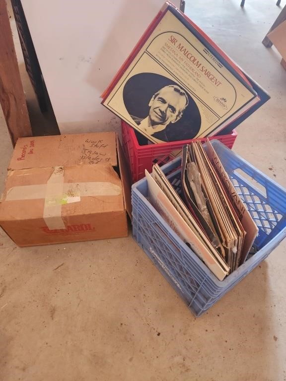 3 boxes of vintage records
