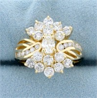 Vintage 1 3/4ct TW Oval and Round Diamond Ring in