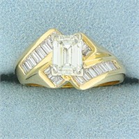 Certified 2ct TW Emerald Cut Diamond Bypass Style