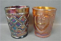 Two Dugan Carnival Glass Tumblers