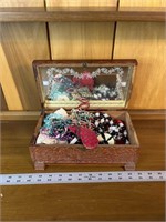 Jewelry box with beads and costume jewelry