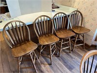 4 Wooden Bar Stools - Seat 23” T - back 40”