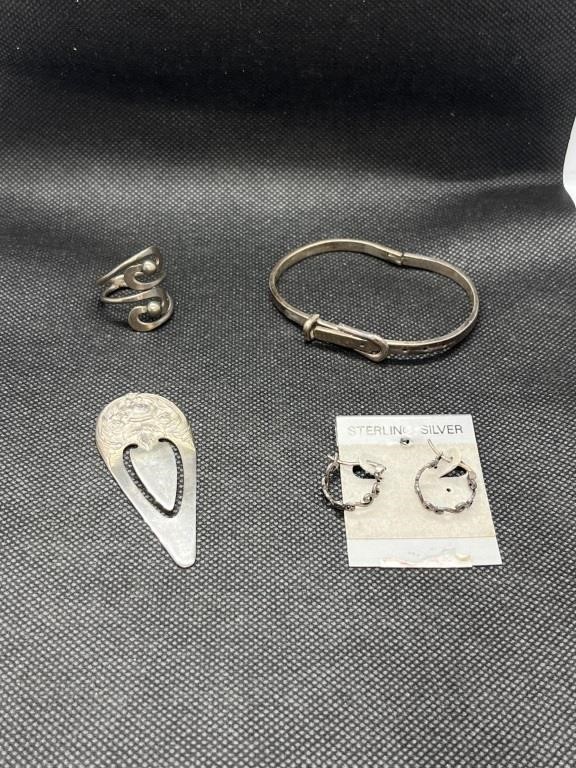 Sterling silver lot. Bracelet and ring marked 925