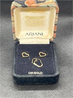 14K gold heart ear rings, and heart pendant