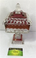 Ruby Red Glass Pedestal Dish