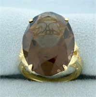 24ct Smoky Topaz Statement Ring in 14K Yellow Gold