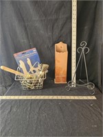 Misc. Lot - easels, vintage paint brush, etc