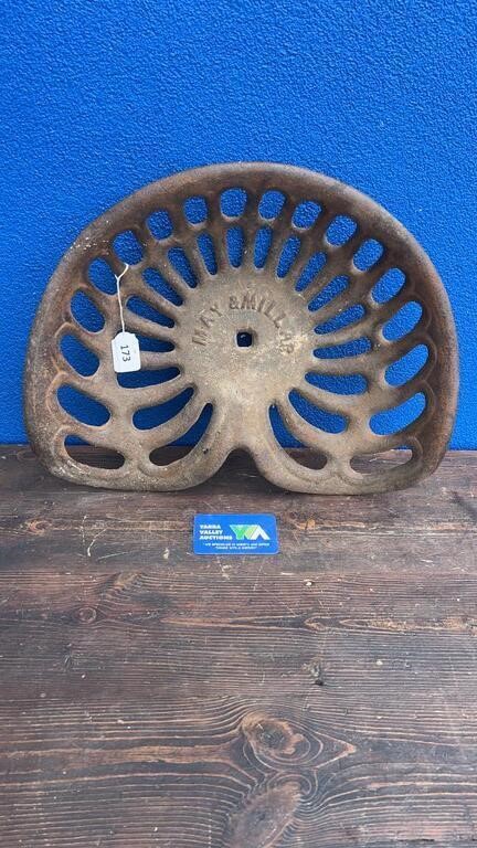 ORIGINAL MAY & MILLAR CAST IRON TRACTOR SEAT