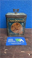 VINTAGE GRAY DUNN & CO BISCUIT ADV. STRING TIN