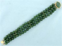 Jade Bead Multi Strand Bead Bracelet in 14K Yellow