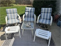Patio Chairs, foot stools & Table