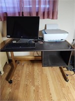 Computer desk, computer, & printer