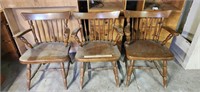 3 Matching Wood Arm Rest Chairs
