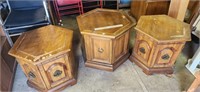 3 Hexagon Cabinet End Tables