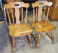 Two Wood Table Chairs