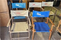 5 Canvas and Wood Folding Director Chairs