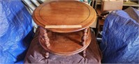 Two Tier Round Wood End Table