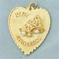 Happy Anniversary Heart Shaped Pendant in 14K Yell