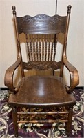 Oak Press Back Arm Chair