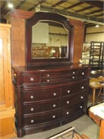 CHERRY FINISH 10 DR DRESSER WITH MIRROR