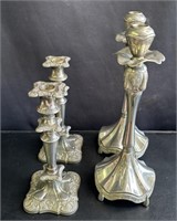 4 vintage metal candlesticks