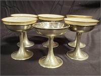 Group of sterling stemmed coupes with porcelain