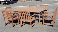 Outdoor patio set, wood, 6 chairs & table