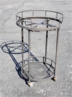Two-tier rolling plant stand with locking wheels