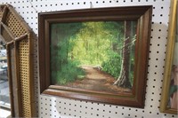 VINTAGE SIGNED OIL PAINTING ON BOARD LECONTE TRAIL