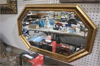 GOLD FRAMED BEVELED GLASS WALL MIRROR 34 X 22