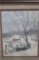 FRAMED ARTIST SIGNED PRINT WINTER REFLECTION